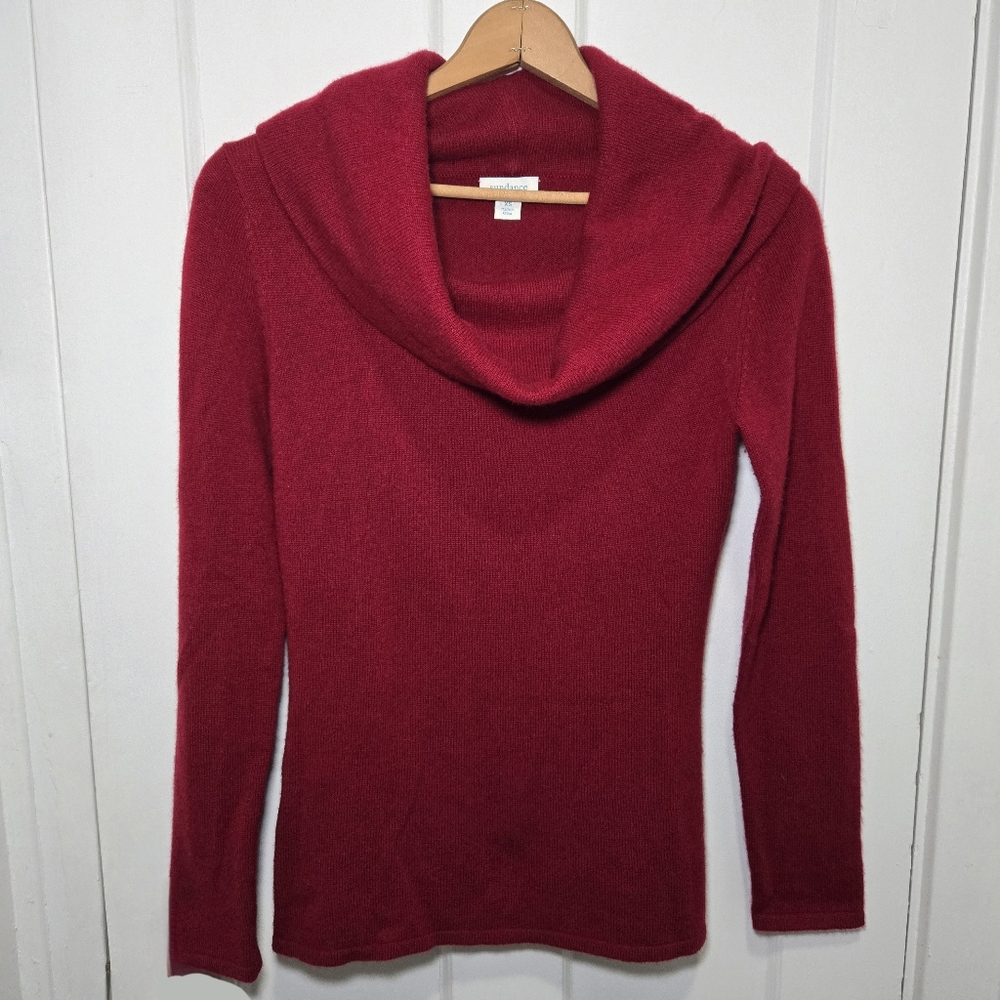 Sundance Women's Cashmere‎ Cowl Neck Red Sweater Size XS Romantic Old Money